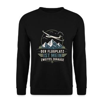 Flugplatz ist mein Zuhause Segelflug - Unisex Pullover - Schwarz - Vorne - Alina (178cm) & Michal (187cm)