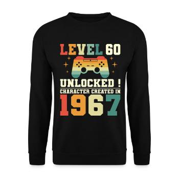 1967 60-jähriger Geburtstagsnerd Stufe 60 - Unisex Pullover - Schwarz - Vorne - Alina (178cm) & Michal (187cm)