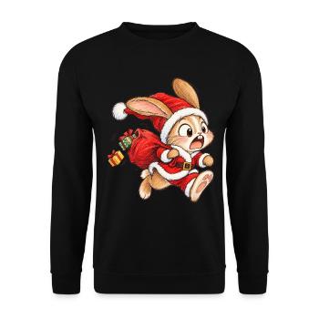 Süßes Hüpfendes Kaninchen Winterpaket-Hasen-Kunst - Unisex Pullover - Schwarz - Vorne - Alina (178cm) & Michal (187cm)