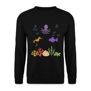 Krake Unterwasser Kinder Seepferdchen Fisch - Unisex Pullover - Schwarz - Vorne - Alina (178cm) & Michal (187cm)