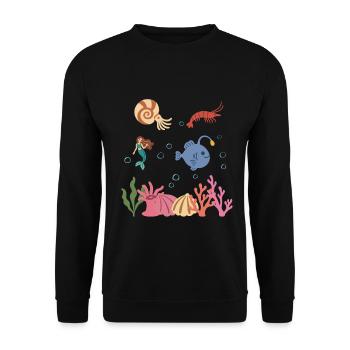Nautilus Unterwasser Kinder Garnele Meerjungfrau - Unisex Pullover - Schwarz - Vorne - Alina (178cm) & Michal (187cm)