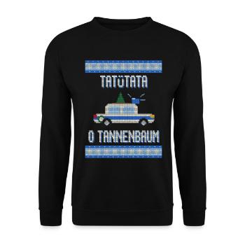 Tatütata O Tannenbaum - Polizei Ugly Sweater - Unisex Pullover - Schwarz - Vorne - Alina (178cm) & Michal (187cm)