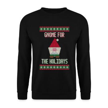 Gnome for the Holidays - Wichtel Pullover - Unisex Pullover - Schwarz - Vorne - Alina (178cm) & Michal (187cm)
