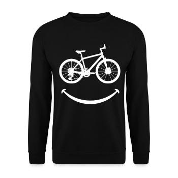 Lustiges Fahrrad Smile Mountainbike Fahrradfahrer - Unisex Pullover - Schwarz - Vorne - Alina (178cm) & Michal (187cm)