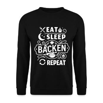Eat_sleep_backen04 - Unisex Pullover - Schwarz - Vorne - Alina (178cm) & Michal (187cm)