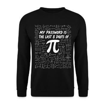 Pi Mathematik-Witz – Mein Passwort - Unisex Pullover - Schwarz - Vorne - Alina (178cm) & Michal (187cm)