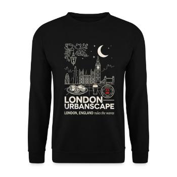London Urbanscape England Skyline & Kultur - Unisex Pullover - Schwarz - Vorne - Alina (178cm) & Michal (187cm)