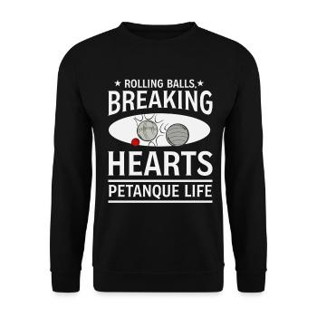 Rolling Balls Breaking Hearts – Boule Leben - Unisex Pullover - Schwarz - Vorne - Alina (178cm) & Michal (187cm)