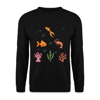 Goldfisch Unterwasser Kinder Fisch Garnele - Unisex Pullover - Schwarz - Vorne - Alina (178cm) & Michal (187cm)