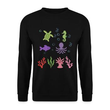 Meeresschildkröte Unterwasser Kinder Seepferdchen - Unisex Pullover - Schwarz - Vorne - Alina (178cm) & Michal (187cm)