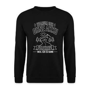 Ohne Akku fahren - Muskelkraft Rad - Unisex Pullover - Schwarz - Vorne - Alina (178cm) & Michal (187cm)