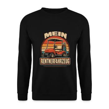 Mein Rentnerfahrzeug Golf Caddy - Unisex Pullover - Schwarz - Vorne - Alina (178cm) & Michal (187cm)