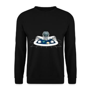 Astronaut Badewanne Planeten Vollbad - Unisex Pullover - Schwarz - Vorne - Alina (178cm) & Michal (187cm)