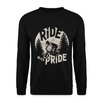 Stolzes MTB Mountainbike Downhill Enduro Geschenk - Unisex Pullover - Schwarz - Vorne - Alina (178cm) & Michal (187cm)