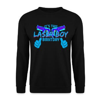 Lasertag - It's this laser boy birthday - Unisex Sweatshirt - black - Front - Alina (178cm) & Michal (187cm)