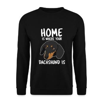 International dog day - Dachshund - Unisex Pullover - Schwarz - Vorne - Alina (178cm) & Michal (187cm)