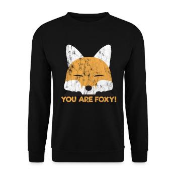 Animaux Vous êtes Foxy! - Sweat-shirt Unisexe - noir - Devant - Alina (178cm) & Michal (187cm)