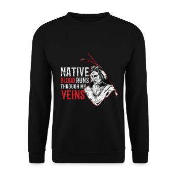 Indiens - Le sang autochtone coule à travers mes veines - Sweat-shirt Unisexe - noir - Devant - Alina (178cm) & Michal (187cm)
