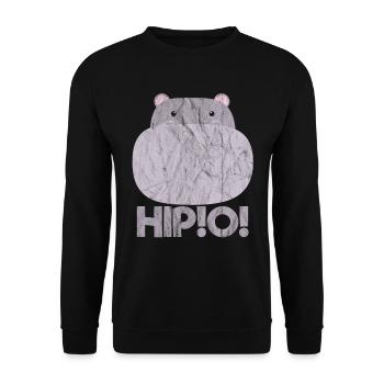 Animals Hippo! - Unisex Pullover - Schwarz - Vorne - Alina (178cm) & Michal (187cm)
