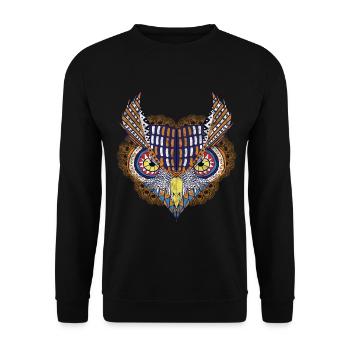 Art - owl - Unisex Sweatshirt - black - Front - Alina (178cm) & Michal (187cm)