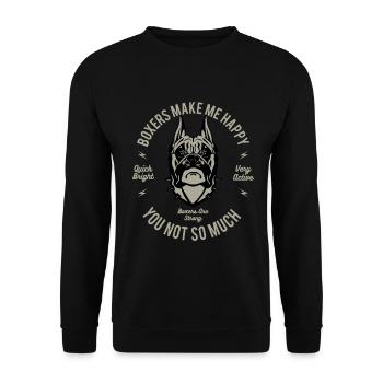 Chien Boxer - Sweat-shirt Unisexe - noir - Devant - Alina (178cm) & Michal (187cm)