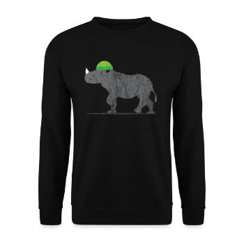 Tiere Rhinoceros - Unisex Pullover - Schwarz - Vorne - Alina (178cm) & Michal (187cm)