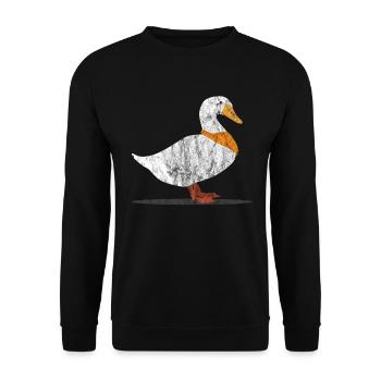 Tiere Ente - Unisex Pullover - Schwarz - Vorne - Alina (178cm) & Michal (187cm)