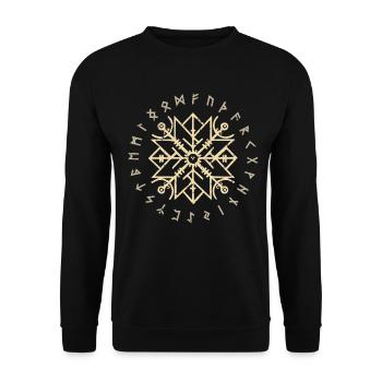 Nordische Rune Wikinger Germanien Germanisch - Unisex Pullover - Schwarz - Vorne - Alina (178cm) & Michal (187cm)