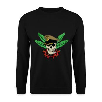 Tiefer Dschungel - Captain Skull - Unisex Pullover - Schwarz - Vorne - Alina (178cm) & Michal (187cm)