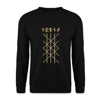 Nordische Rune Wikinger - Unisex Pullover - Schwarz - Vorne - Alina (178cm) & Michal (187cm)