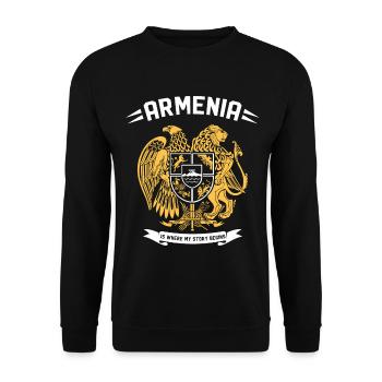 In Armenien beginnt meine Geschichte - Unisex Pullover - Schwarz - Vorne - Alina (178cm) & Michal (187cm)