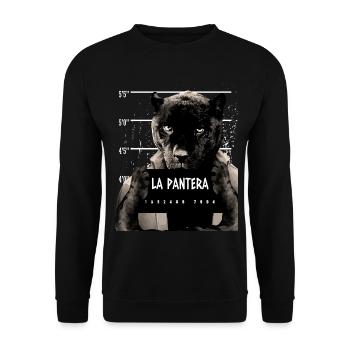 Animal Print Schwarzer Panther - Unisex Pullover - Schwarz - Vorne - Alina (178cm) & Michal (187cm)