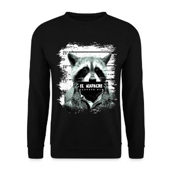 Gefängnis Waschbär Nachtaktiv lustig - Unisex Pullover - Schwarz - Vorne - Alina (178cm) & Michal (187cm)