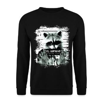 Cadeau imprimé animal El Mapache - Sweat-shirt Unisexe - noir - Devant - Alina (178cm) & Michal (187cm)