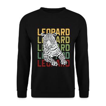 Leopard | Katze | Großkatze | Raubtier - Unisex Pullover - Schwarz - Vorne - Alina (178cm) & Michal (187cm)