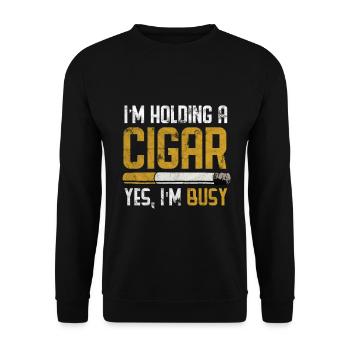 Gentleman Zigarre Rohr Rauch Verein Geschenk - Unisex Pullover - Schwarz - Vorne - Alina (178cm) & Michal (187cm)