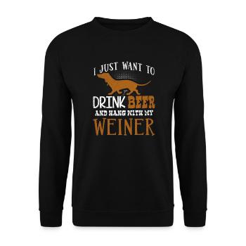 Un chien qui boit de la bière pend avec mon cadeau - Sweat-shirt Unisexe - noir - Devant - Alina (178cm) & Michal (187cm)