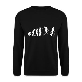 Lustiges Ski Evolution Wintersport Fun Geschenk - Unisex Pullover - Schwarz - Vorne - Alina (178cm) & Michal (187cm)