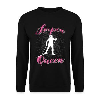 Witziges Langlauf Wintersport Loipe Ski Geschenk - Unisex Pullover - Schwarz - Vorne - Alina (178cm) & Michal (187cm)