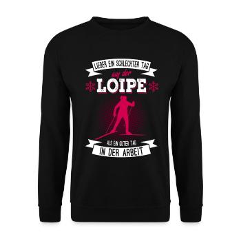 Cooles Langlauf Wintersport Loipe Frauen Geschenk - Unisex Pullover - Schwarz - Vorne - Alina (178cm) & Michal (187cm)