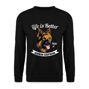 Schäferhund - Unisex Pullover - Schwarz - Vorne - Alina (178cm) & Michal (187cm)