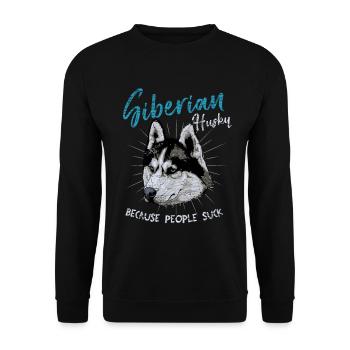 Husky - Unisex Pullover - Schwarz - Vorne - Alina (178cm) & Michal (187cm)