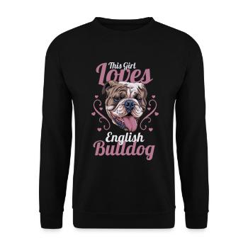 English Bulldog Süß - Unisex Pullover - Schwarz - Vorne - Alina (178cm) & Michal (187cm)