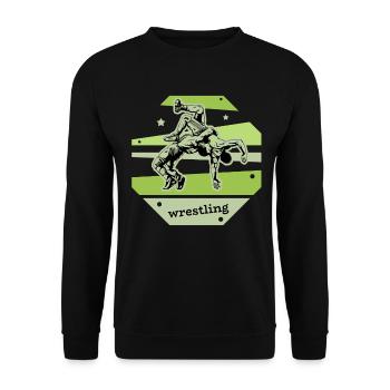 Wrestling Wrestler Ringen Ringer Ring Geschenk - Unisex Pullover - Schwarz - Vorne - Alina (178cm) & Michal (187cm)