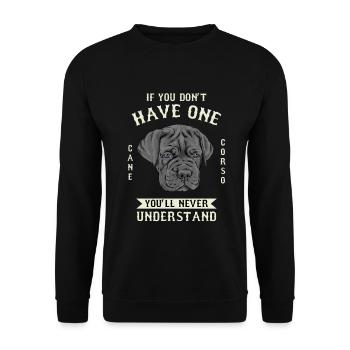Cane Corso Welpe Pfote - Unisex Pullover - Schwarz - Vorne - Alina (178cm) & Michal (187cm)