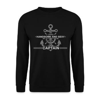 Captain sailor sailor steering wheel anchor gift - Unisex Sweatshirt - black - Front - Alina (178cm) & Michal (187cm)