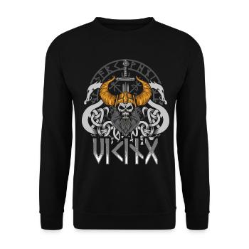 Wikinger - Unisex Pullover - Schwarz - Vorne - Alina (178cm) & Michal (187cm)