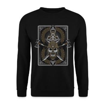 Viking ax Furthark Odin Walhalla - Unisex Sweatshirt - black - Front - Alina (178cm) & Michal (187cm)