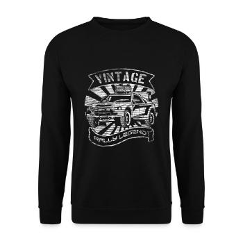 Vintage-Rallye - Unisex Pullover - Schwarz - Vorne - Alina (178cm) & Michal (187cm)