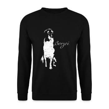 Borzoi - Unisex Pullover - Schwarz - Vorne - Alina (178cm) & Michal (187cm)